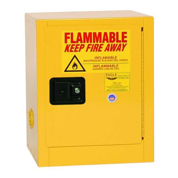Eagle Mfg Flammables Safety Cabinet, 4 gal, 1 Shelves, Steel, 17 in W x 22 in H x 17 in D, Yellow - 1904X
