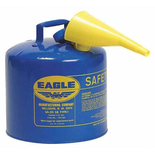 Eagle Mfg Safety Can, Galvanized steel, 5 gal, Blue, 12 1/2 in Dia., Kerosene - UI50FSB