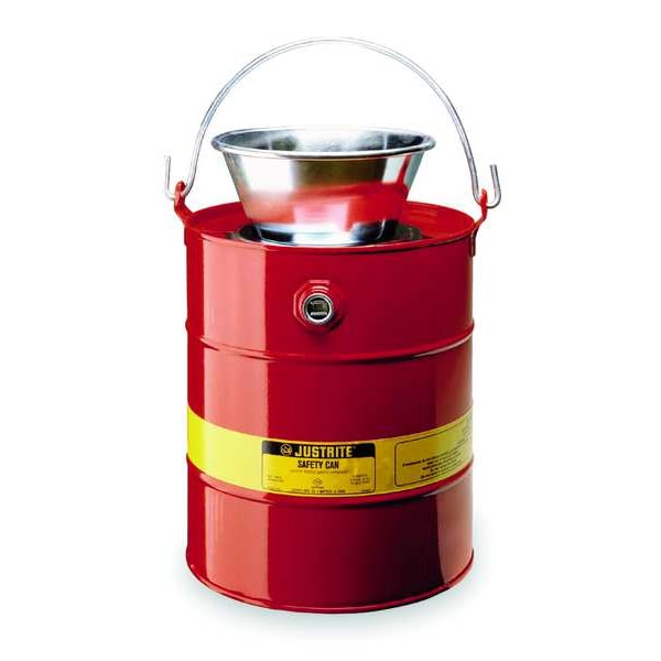 Justrite Drain Can, 5 Gal., Red, Galvanized Steel - 10905