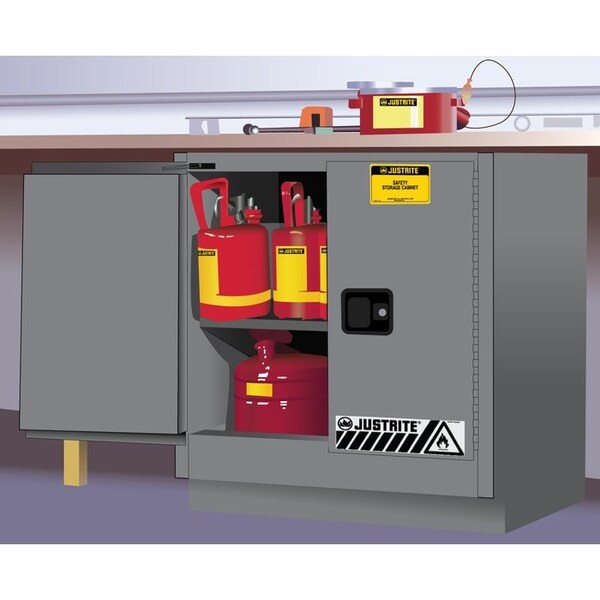 Justrite 22 gal, 1 Shelves, 18-Gauge Steel, 35 in W x 35 in H x 22 in D, Gray - 892303