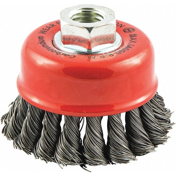 Zoro Select Cup Brush, Wire 0.020" dia., Carbon Steel - 66254443297