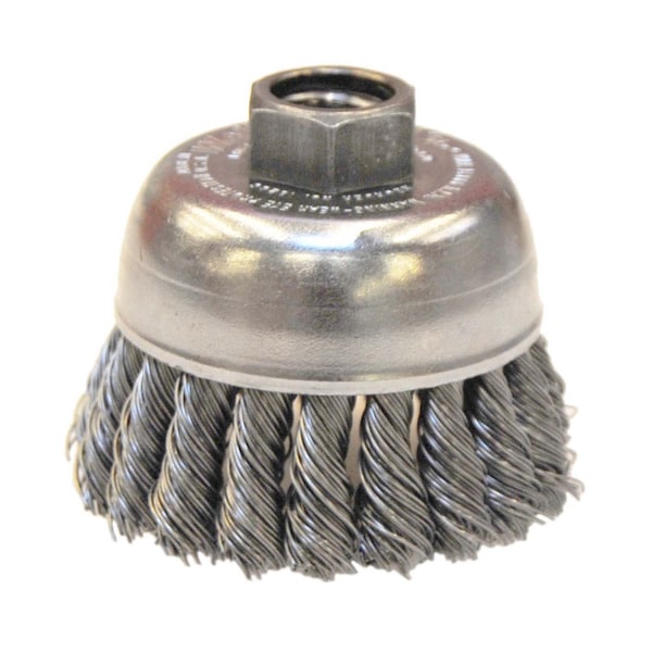 Weiler 2-3/4" Single Row Knot Wire Cup Brush .020" Steel Fill 5/8"-11 UNC Nut - 13286