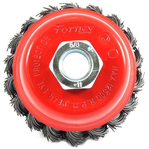Forney Cup Brush, Knotted, 2-3/4 in x .020 in x 5/8 in-11 Arbor - 72757