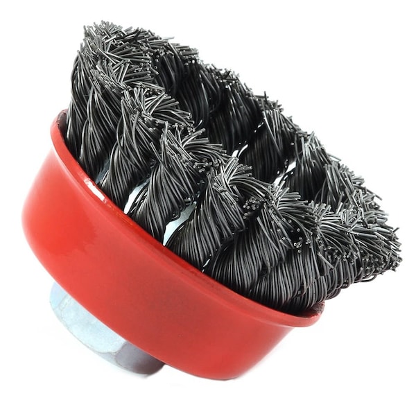 Forney Cup Brush, Knotted, 2-3/4 in x .020 in x 5/8 in-11 Arbor - 72757