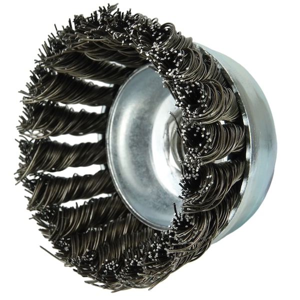 Weiler Wolverine 3" Knot Wire Cup Brush .020" Steel Fill 5/8"-11 UNC Nut - 36238