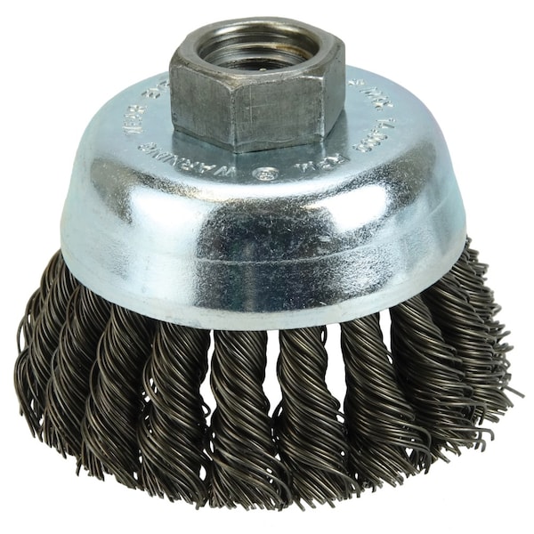 Weiler Wolverine 3" Knot Wire Cup Brush .020" Steel Fill 5/8"-11 UNC Nut - 36238