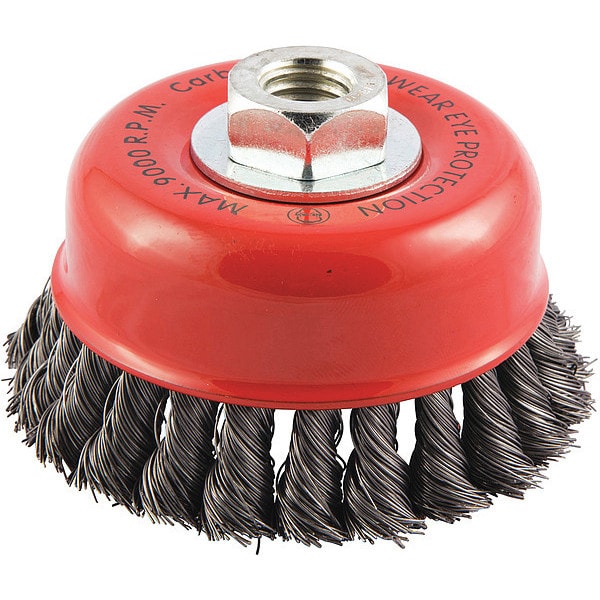 Zoro Select Cup Brush, Wire 0.014" dia., Carbon Steel, Brush Dia.: 4 in - 66254443302