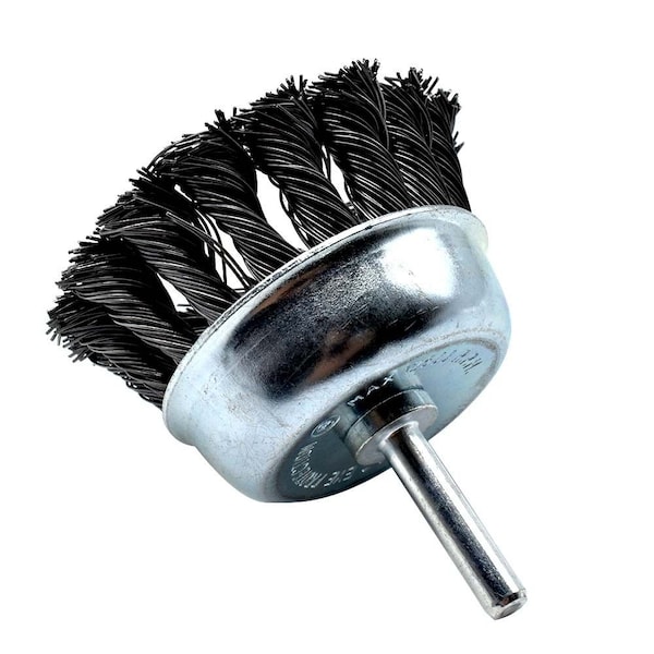 Superior Steel 3" Wire Cup Brush 1/4" Shank - Knotted Wire 4500 RPM - S1846