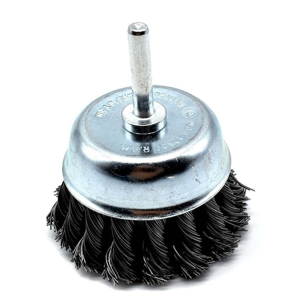 Superior Steel 3" Wire Cup Brush 1/4" Shank - Knotted Wire 4500 RPM - S1846