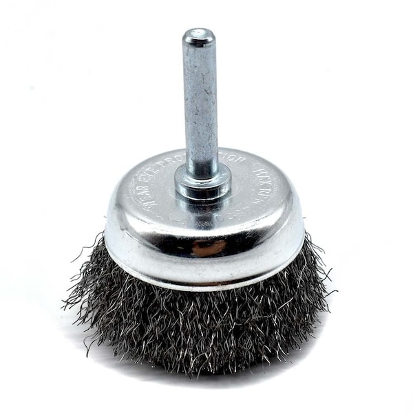 Superior Steel 2" Wire Cup Brush 1/4" Shank - Fine Crimped Wire 4500 RPM - S1842
