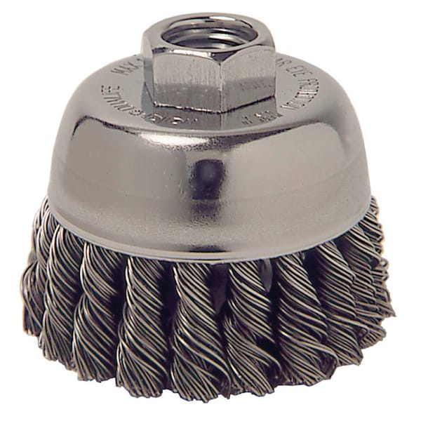 Weiler 2-3/4" Single Row Knot Wire Cup Brush .014" Steel Fill 5/8"-11 UNC Nut - 13025