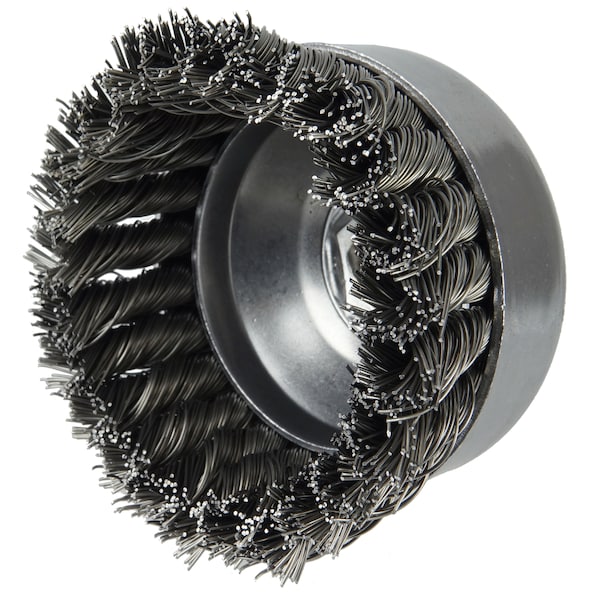 Weiler 4" Single Row Knot Wire Cup Brush. .014" Steel Fill 5/8"-11 UNC Nut - 12306