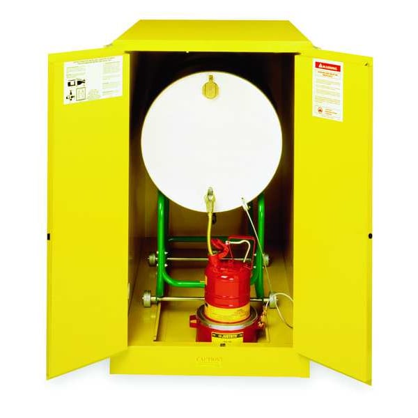 Justrite Flammables Safety Cabinet, 55 gal, 0 Shelves, Steel, 30 in W x 50 in H x 48 in D, Yellow - 899300