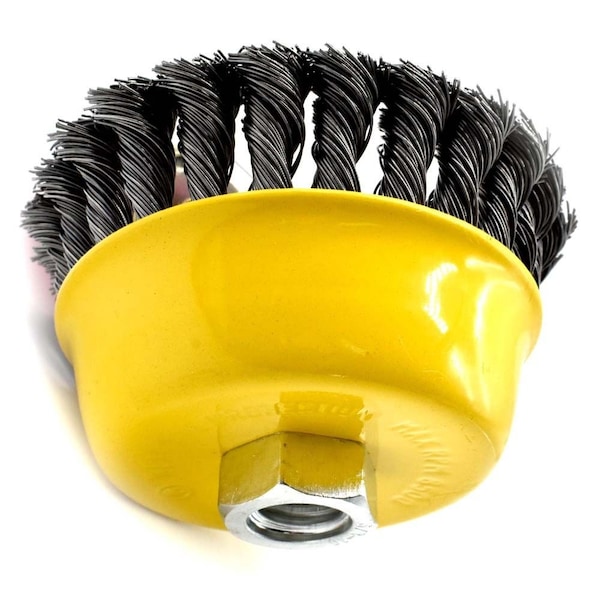 Superior Steel 4" Wire Cup Brush, 5/8-11 Thread - Knotted Wire 8500 RPM - S1829