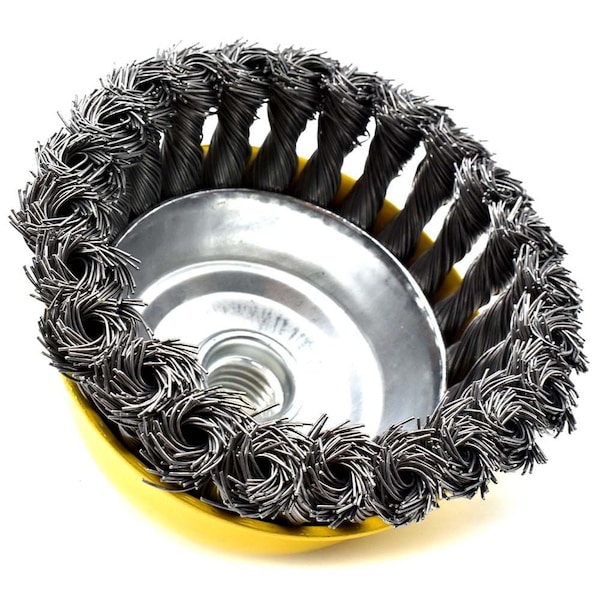 Superior Steel 4" Wire Cup Brush, 5/8-11 Thread - Knotted Wire 8500 RPM - S1829