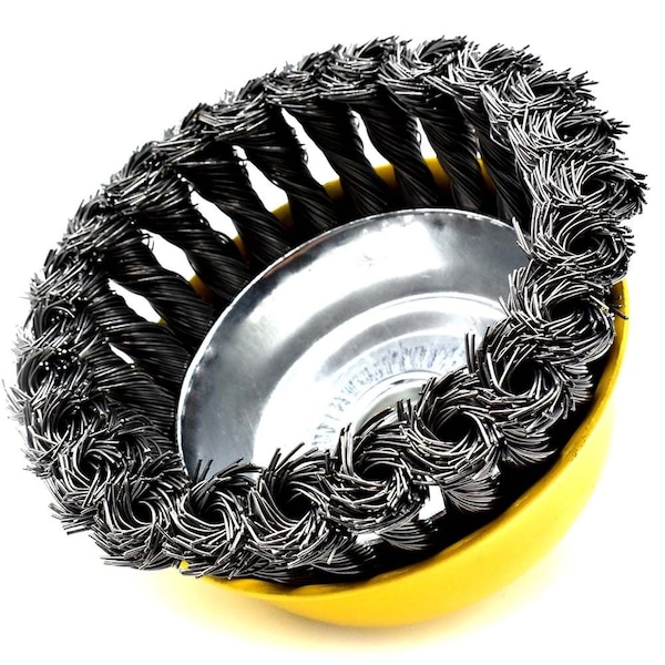 Superior Steel 4" Wire Cup Brush, 5/8-11 Thread - Knotted Wire 8500 RPM - S1829