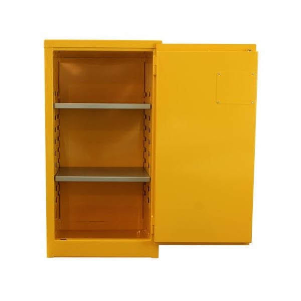 Jamco Flammables Safety Cabinet, 18 gal, 2 Shelves, Steel, 23 in W x 44 in H x 18 in D, Yellow - BA18YP