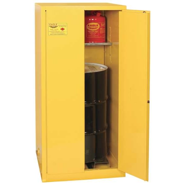 Eagle Mfg Flammables Safety Cabinet, 55 gal, 1 Shelves, Steel, 34 in W x 65 in H x 34 in D, Yellow - 1926X