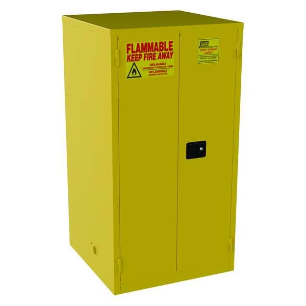 Jamco Flammables Safety Cabinet, 60 gal, 1 Shelves, Steel, 34 in W x 65 in H x 34 in D, Yellow - BV1YP