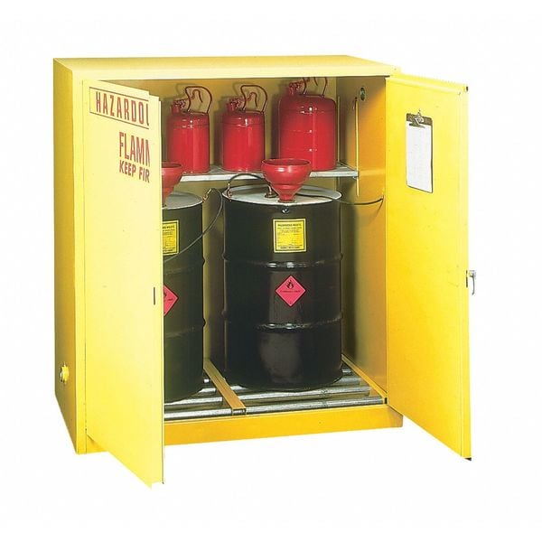 Jamco Flammables Safety Cabinet, 60 gal, 1 Shelves, Steel, 34 in W x 65 in H x 34 in D, Yellow - BV1YP