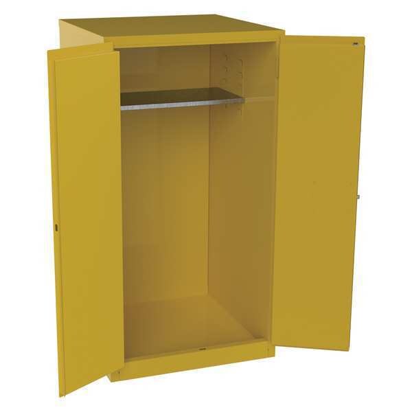 Jamco Flammables Safety Cabinet, 60 gal, 1 Shelves, Steel, 34 in W x 65 in H x 34 in D, Yellow - BV1YP