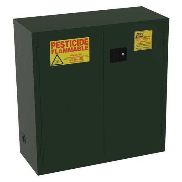 Jamco Pesticides Safety Cabinet, 30 gal, 1 Shelves, Steel, 43 in W x 44 in H x 18 in D, Green - FL30EP