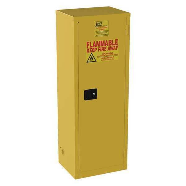 Jamco Flammables Safety Cabinet, 24 gal, 3 Shelves, Steel, 23 in W x 65 in H x 18 in D, Yellow - BJ24YP