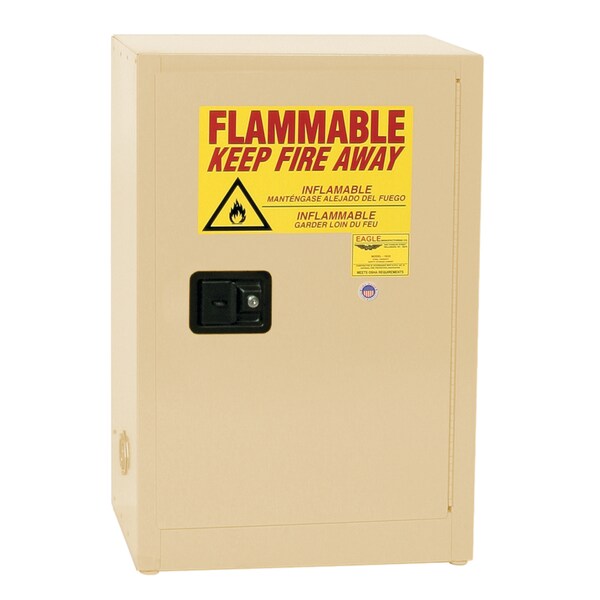 Eagle Mfg Flammables Safety Cabinet, 12 gal, 1 Shelves, Steel, 23 1/4 in W x 35 in H x 18 in D, Beige - 1924XBEI