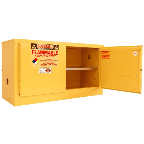 Securall 18 Gallon Wall Mount Flammable Storage Cabinet, , Self-Latch Standard 2-Door - WMA118