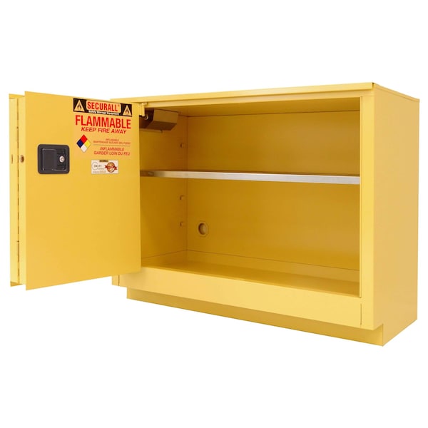 Securall 36 Gallon Laboratory Storage Cabinet, Self-Close, Self-Latch Sliding Door, White - L236