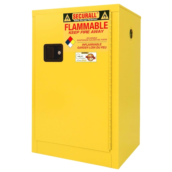 Securall 12 Gallon Flammable Storage Cabinet, Self-Latch Standard Door, Yellow - A105