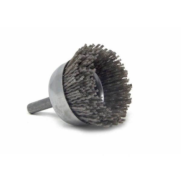 Brush Research Manufacturing BNH16AY80AO 1.750" Small Dia. Cup Brush, 80 Grit Aluminum Oxide, .250" Shank Dia., .500" Trim - BNH16AY80AO