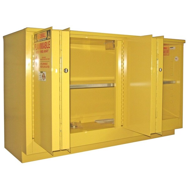 Securall 44 Gallon Laboratory Storage Cabinet, Self-Close, Self-Latch Sliding Door, White - L244