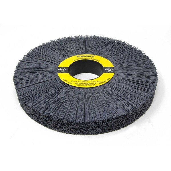 Nampower Brush CW81320SC NAMPOWER Abrasive Wheel Brush, 8" Diameter, 320SC, 2" Arbor Hole, 2.5" Trim Length - CW81320SC
