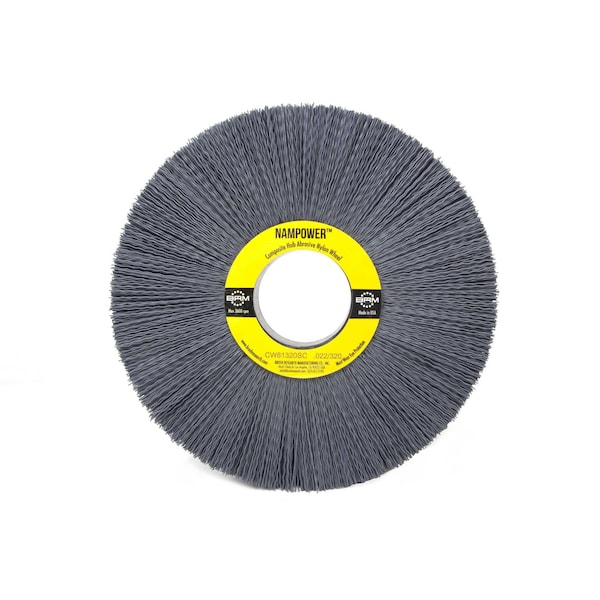 Nampower Brush CW81320SC NAMPOWER Abrasive Wheel Brush, 8" Diameter, 320SC, 2" Arbor Hole, 2.5" Trim Length - CW81320SC
