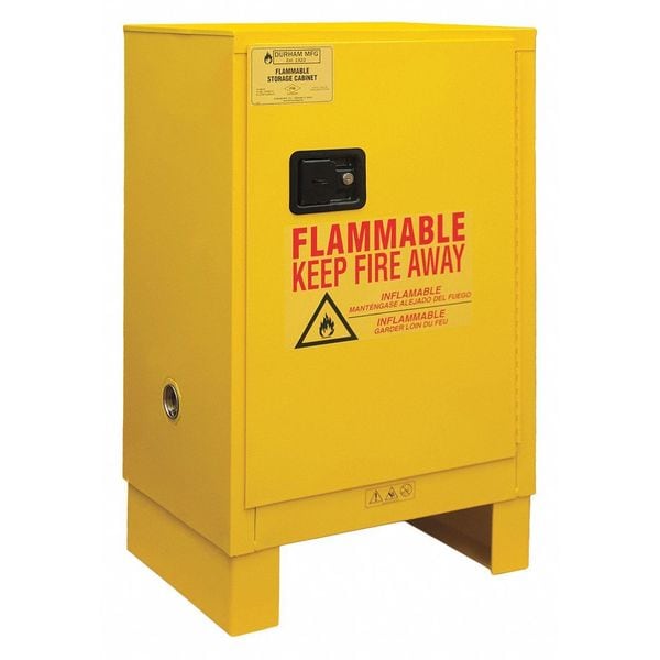 Durham Mfg Flammables Safety Cabinet, 12 gal, 1 Shelves, Steel, 23 in W x 41 in H x 18 in D, Yellow - 1012ML-50