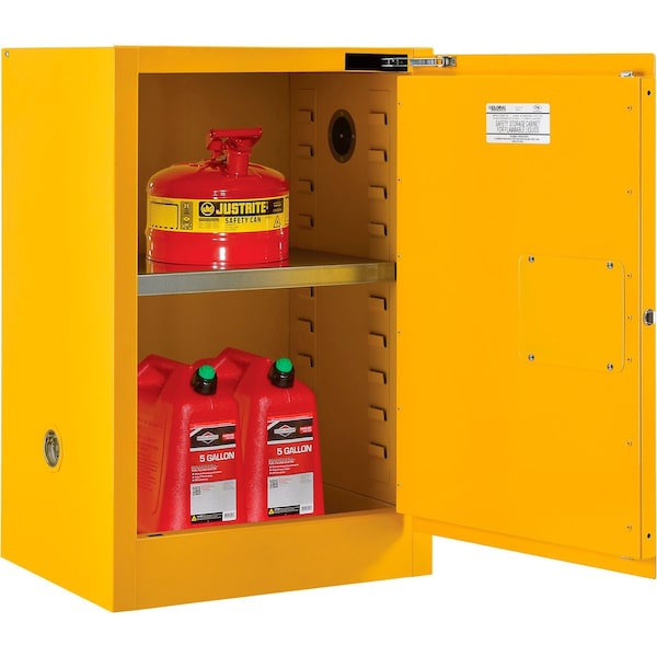 Global Industrial Flammable Cabinet, Self Close Single Door, 12 Gallon, 23Wx19Dx35H - 316091