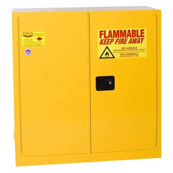 Eagle Mfg Flammables Safety Cabinet, 30 gal, 1 Shelves, Steel, 43 in W x 44 in H x 18 in D, Yellow - 1932X