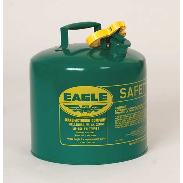 Eagle Mfg Safety Can, Galvanized steel, 2 gal, Green, 11 1/4 in Dia., Oil - UI20SG