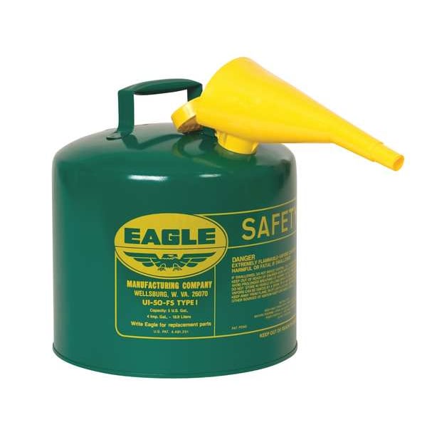 Eagle Mfg Safety Can, Galvanized steel, 2 gal, Green, 11 1/4 in Dia., Oil - UI20SG