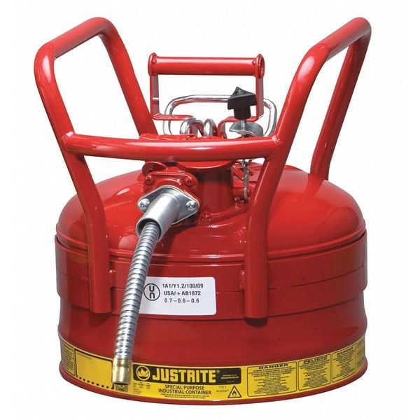 Justrite Safety Can, Steel, 2.5 gal, Red, 11 3/4 in Dia., Flammables - 7325120