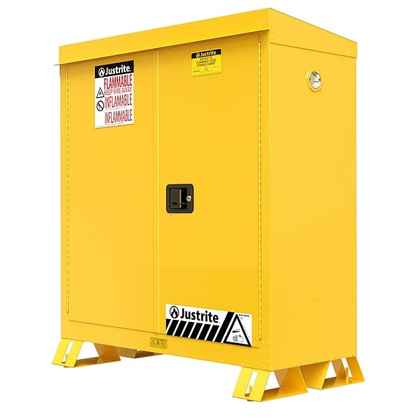 Justrite Flammables Safety Cabinet, 30 gal, 1 Shelves, Steel, 43 in W x 44 in H x 18 in D, Yellow - 813000