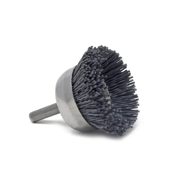 Brush Research Manufacturing BNH16AY120SC 1.750" Small Dia. Cup Brush, 120 Grit Silicon Carbide, .250" Shank Dia., .500" Trim - BNH16AY120SC