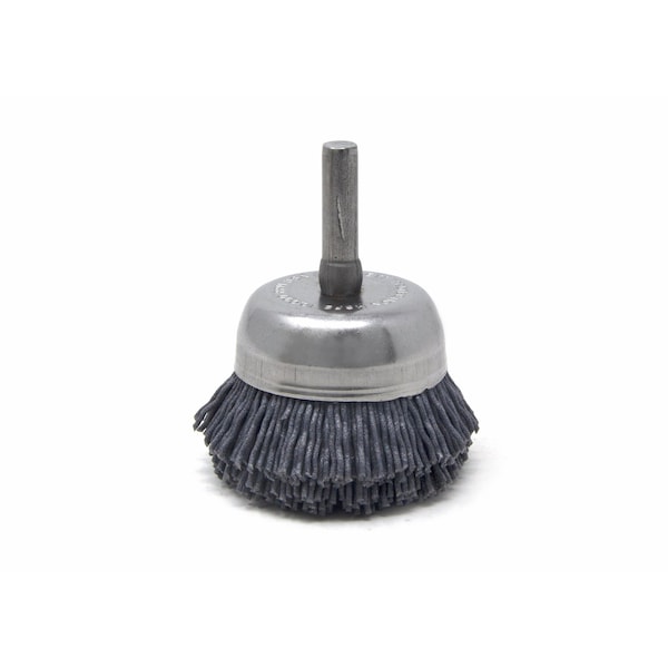 Brush Research Manufacturing BNH16AY120SC 1.750" Small Dia. Cup Brush, 120 Grit Silicon Carbide, .250" Shank Dia., .500" Trim - BNH16AY120SC