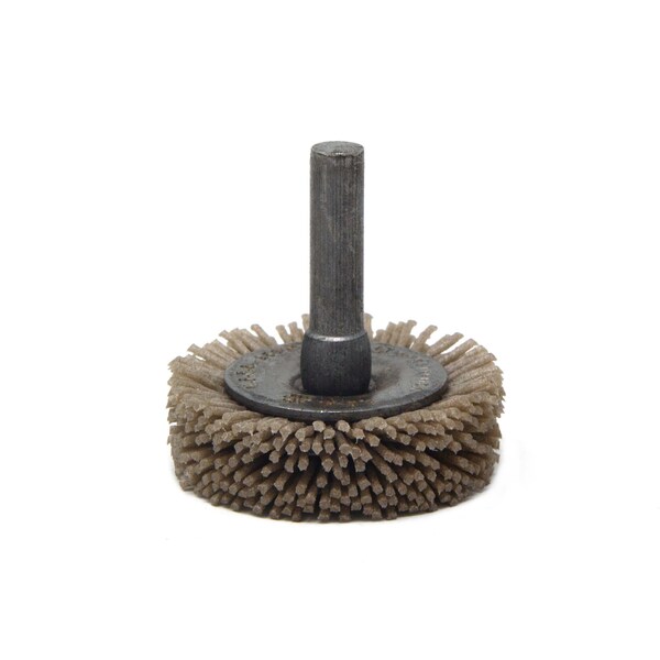 Brush Research Manufacturing BMC16AY80AO 1.75" Mandrel Mounted Wheel, 80 Grit Aluminum Oxide, .250" Shank Dia., .375" Trim - BMC16AY80AO