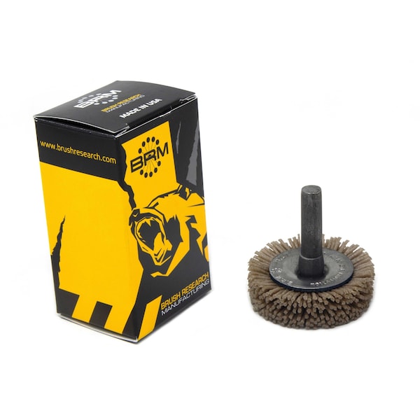 Brush Research Manufacturing BMC16AY80AO 1.75" Mandrel Mounted Wheel, 80 Grit Aluminum Oxide, .250" Shank Dia., .375" Trim - BMC16AY80AO