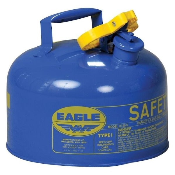 Eagle Mfg Safety Can, 24-Gauge Galvanized Steel, 2.5 gal, Blue - UI25SB