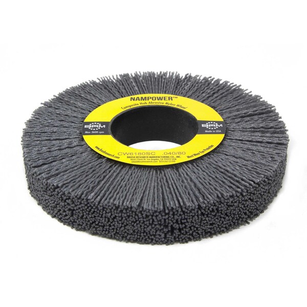 Nampower Brush CW6180SC NAMPOWER Abrasive Wheel Brush, 6" Diameter, 80SC, 2" Arbor Hole, 1.5" Trim Length - CW6180SC
