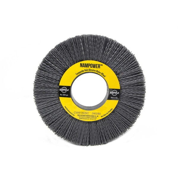 Nampower Brush CW6180SC NAMPOWER Abrasive Wheel Brush, 6" Diameter, 80SC, 2" Arbor Hole, 1.5" Trim Length - CW6180SC
