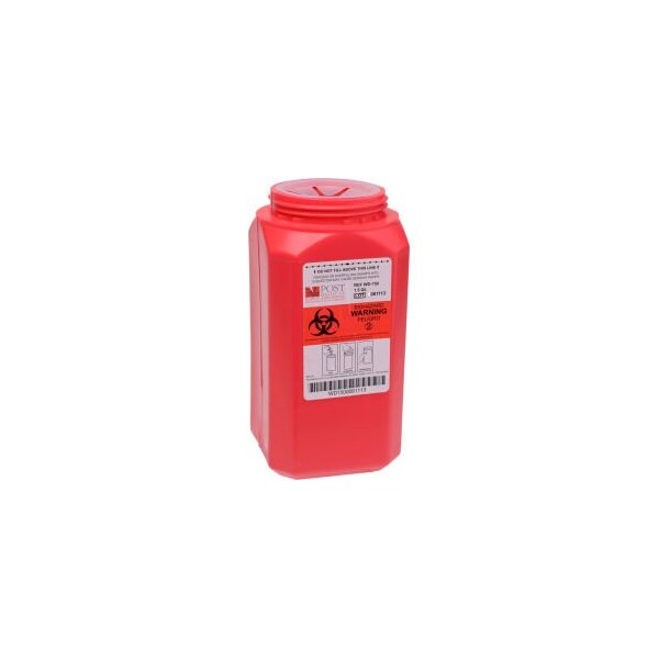 Post Medical 1.5 Quart Leak-tight Sharps Container with Locking Screw Cap, Red, 24/CS - WD-150